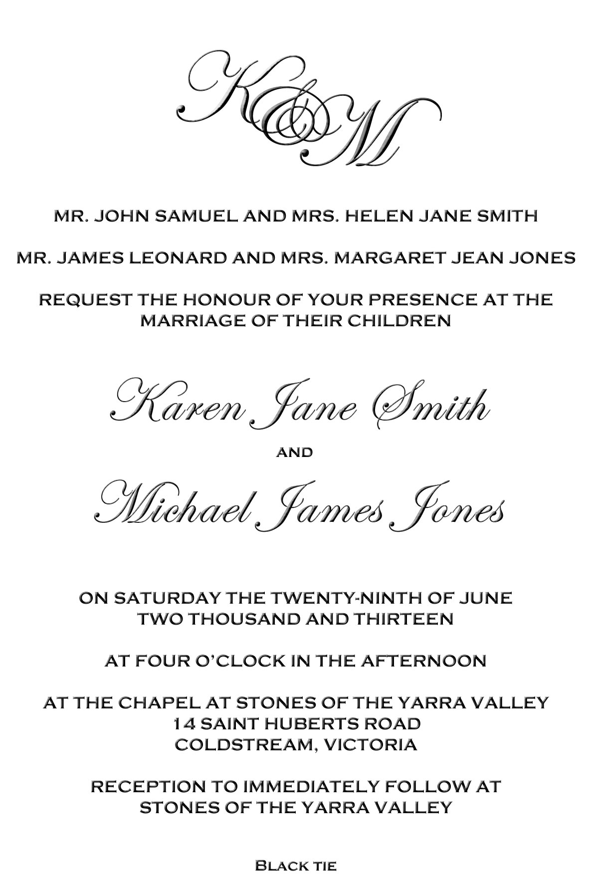 Wedding invitations wording without parents